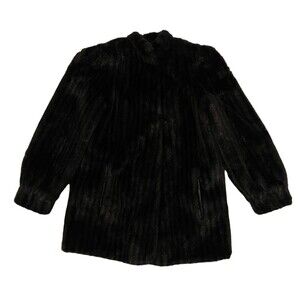 Vintage Faux Fur Striped Ladies Jacket Coat DP Medium Brown Black